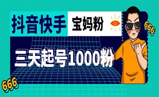 抖音快手3天起号涨粉1000+宝妈粉教程